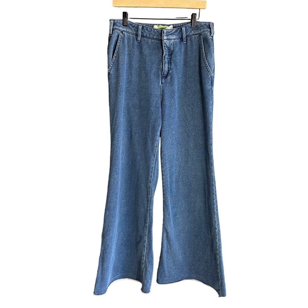 Anthropologie Blue Denim Wide-Leg Flare Jeans
